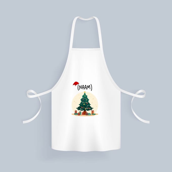 Akyol - kerst kerstboom met eigen naam Keukenschort - Kerstmis - kerst beker - winter - kerst - christmas - kerst cadeau - 82 bij 71 cm
