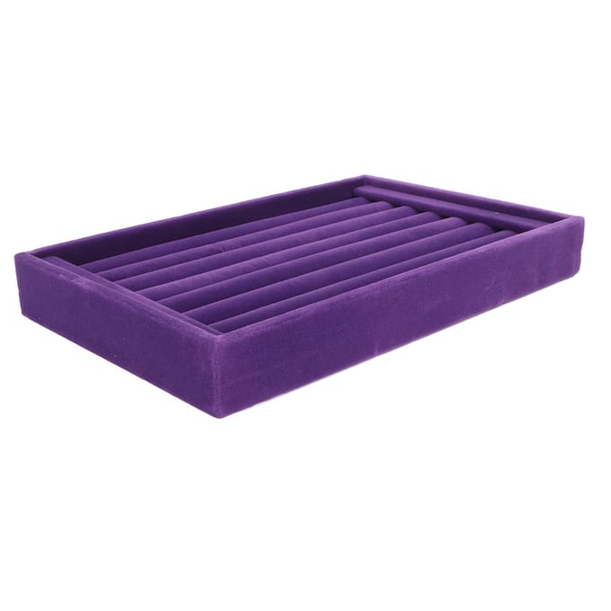Paarse Fluwelen Ring Organizer 7 Sleuven Stapelbare Sieraden Opbergbak Oorbel Display Koffer blue