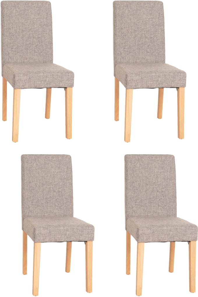 Set van 4 eetkamerstoelen Keukenstoel Littau ~ textiel, grijs, lichte poten