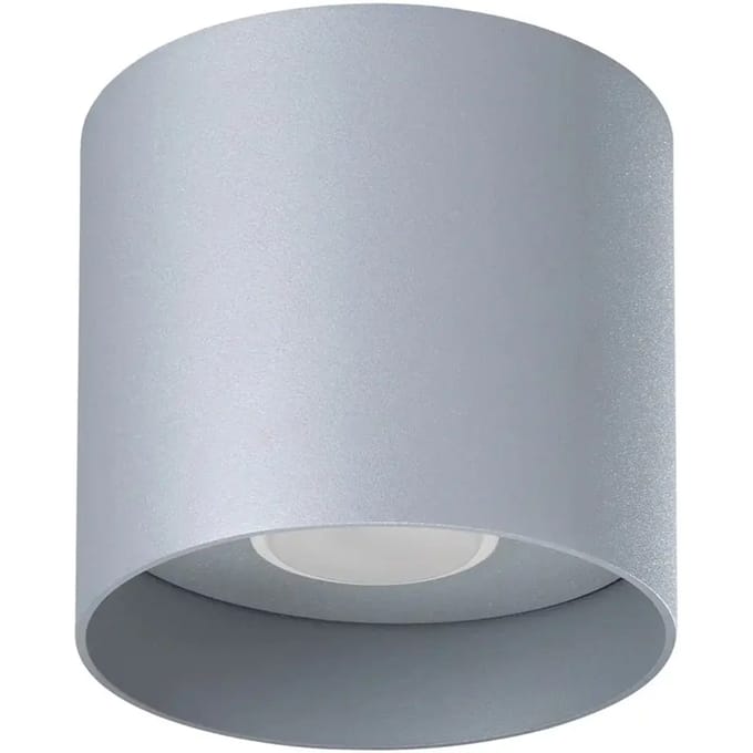 Plafondlamp MIKA compacte cilindrische opbouwspot - Sollux Lighting - IP20 - Grijs aluminium behuizing - 12 x 12 x 11 cm - 1 x GU10 LED, exclusief lichtbron - Max. 10 W - Minimalistische plafondlamp voor woonkamer, slaapkamer en eetkamer