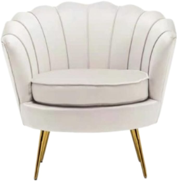 Russle Velvet Schelp Fauteuil/Stoel Crème