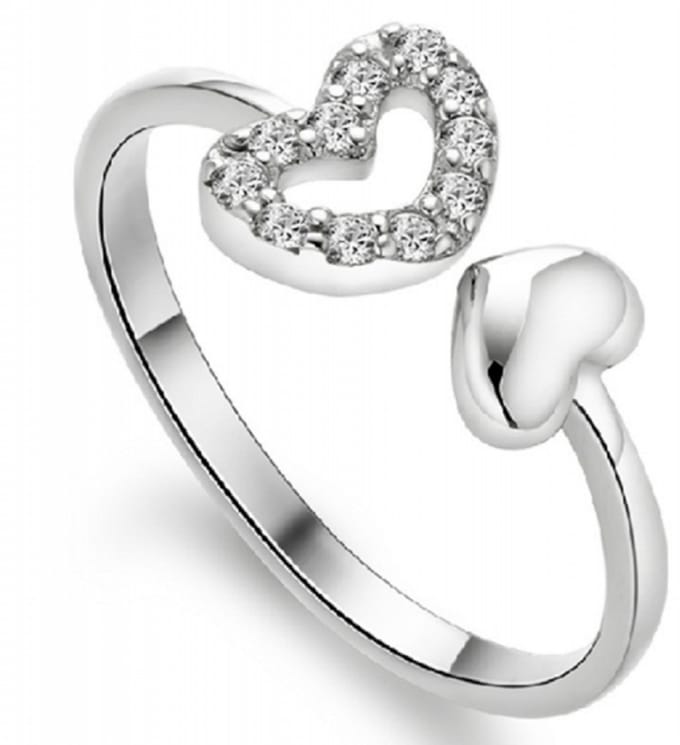 Love ring- zilverplating strass- Verstelbaar-Charme Bijoux
