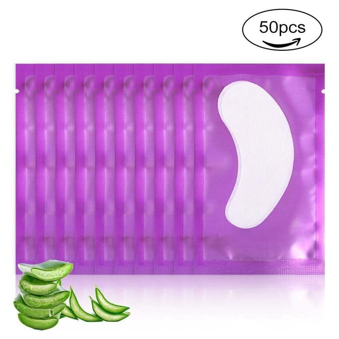 50PairsSet Wimperverlenging Hydrogel Onder Oog Gel Pluisvrij Pad Patch Zilver Schoonheid Hoofd paars