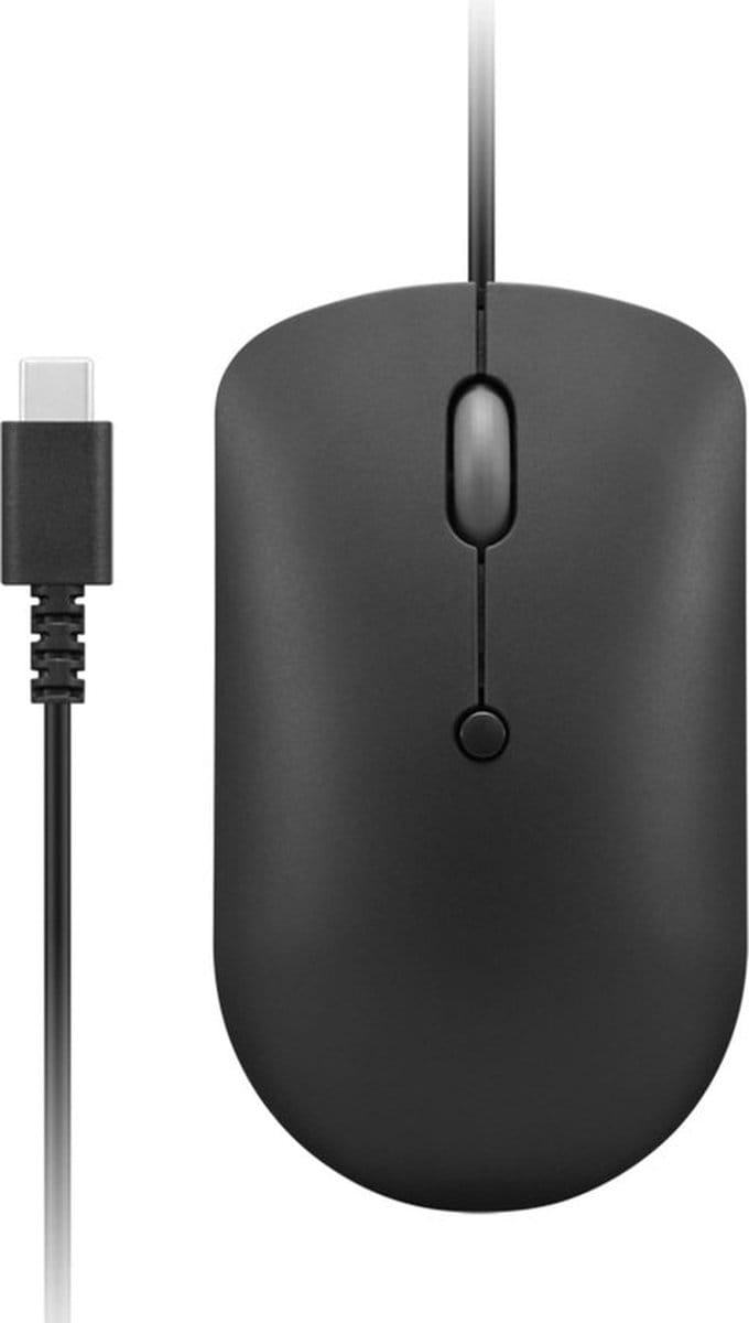Lenovo 400 USB-C Wired Compact Mouse Raven Black - Muis - Optisch - 4 knoppen - Zwart