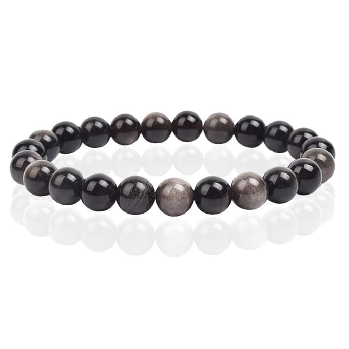 Natuursteen Armband met 8mm Kralen Memphis - Silver Obsidian