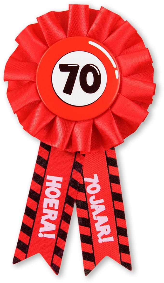 BTH - Rosette - 70 Jaar - Verjaardag Versiering - Feest - Rozet - Versiering - Verkeersbord - Button
