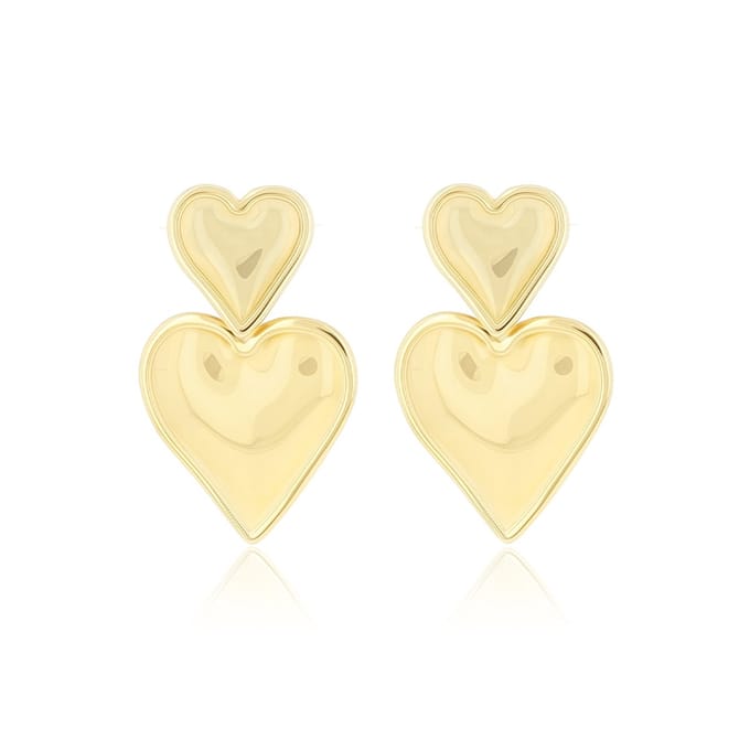 Gold coloured earrings with hearts