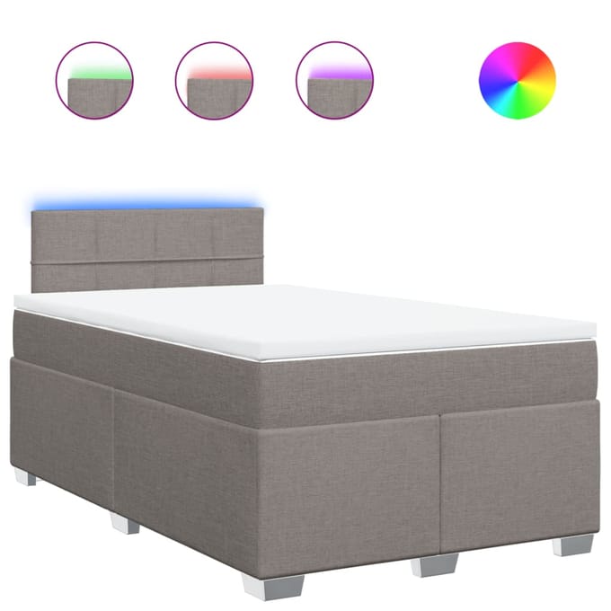 vidaXL - Boxspring - met - matras - stof - taupe - 120x190 - cm
