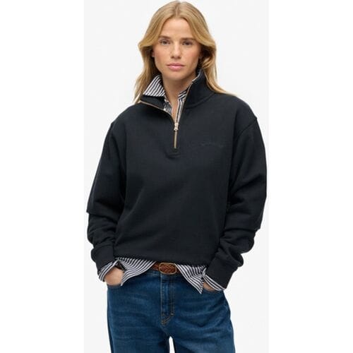 Superdry Essential Logo Embroidered Sweatshirt Met Halve Rits Blauw S Vrouw