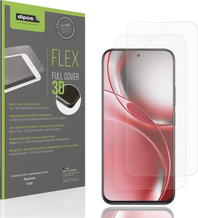 dipos FLEX – 2x Matte Screenprotector geschikt voor Realme P4R | Volledige Schermbescherming | Case-Friendly