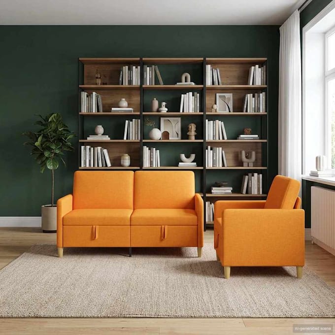 vidaXL - Sofa - Set - Met - Opslag - 2 - st - Dongeel - Polyester