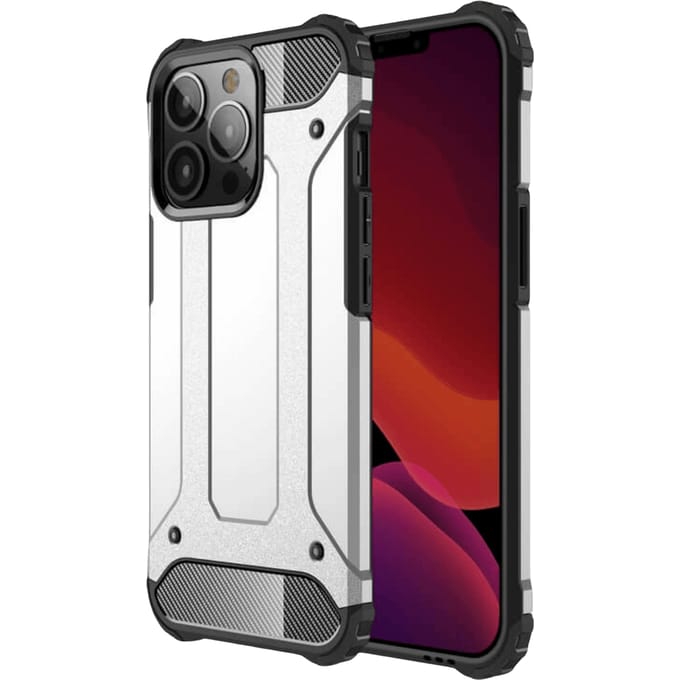 CaseBody iPhone 13 Pro Max Shockproof Hoesje Steel Armor  Zilver