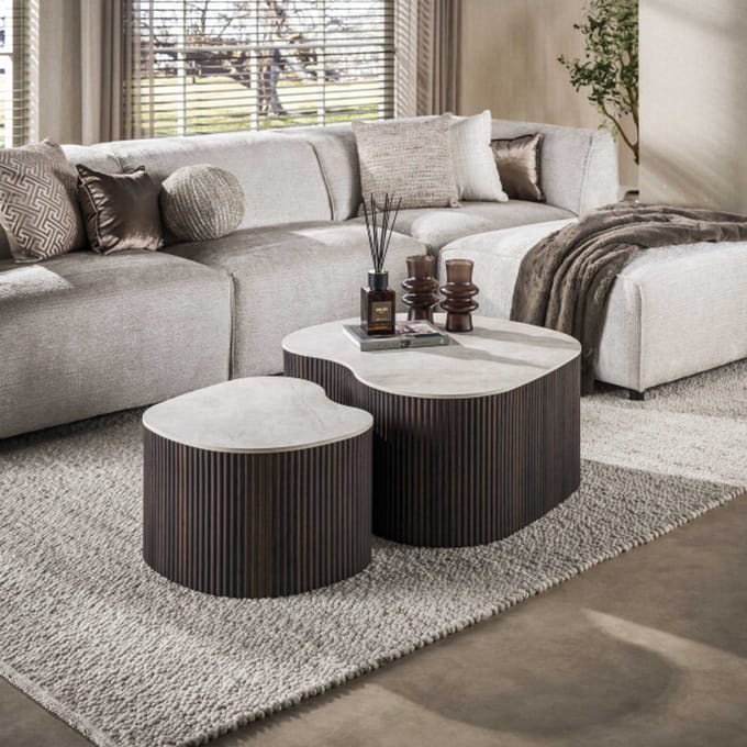 Hoyz Collection - Salontafel Ceramo Medio - Bruin - 85x90x39 cm