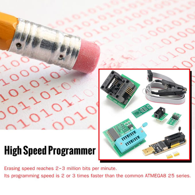 CH341A USB-programmeerkit met SOP8-clip EEPROM-brander BIOS-flasher SPI-flash-programmeerkit met CH341A Kit