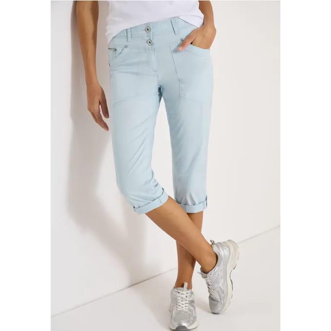 3/4 Mid Waist Slim Legs broek met omslag