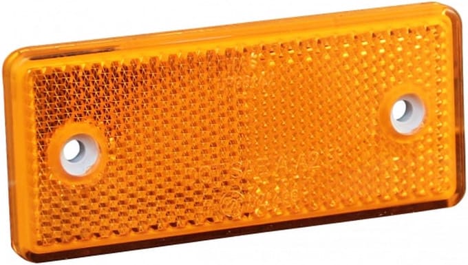 Oranje/gele reflector 96x42 mm - zelfklevend & opschroefbaar - 4 stuks