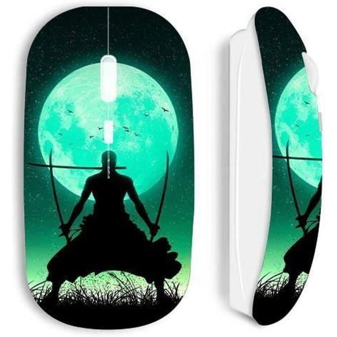 Souris sans fil maniacase blanche roronoa zoro triple épée pleine lune