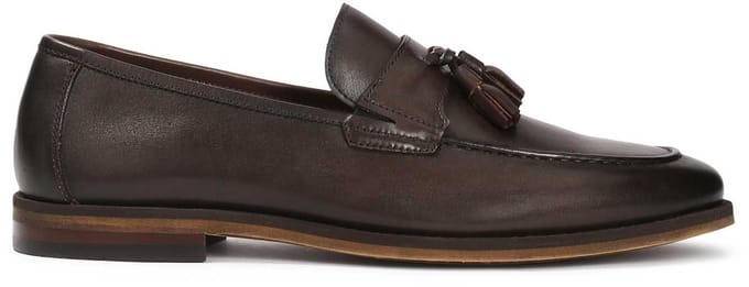 Brown leather loafers with tassels