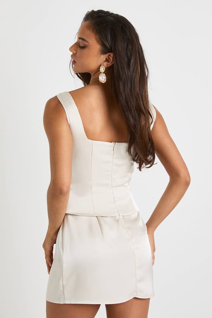 boohoo Dames Satijnen korset mini-jurk | Champagne | Maat: 14