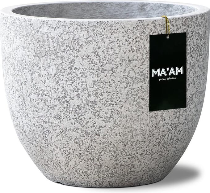 MA'AM Pottery Leah bloempot - rond - 44x36 - wit granito - lichtgewicht - modern/industrieel/scandinavisch