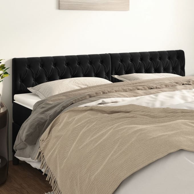 vidaXL - Hoofdborden - 200x7x78/88 - cm - fluweel - zwart