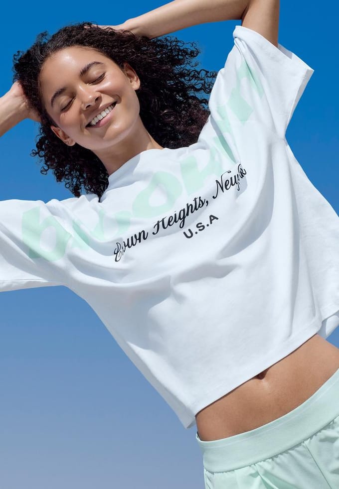 Stradivarius Oversized T-shirt met tekstprint  Pastelgroen M