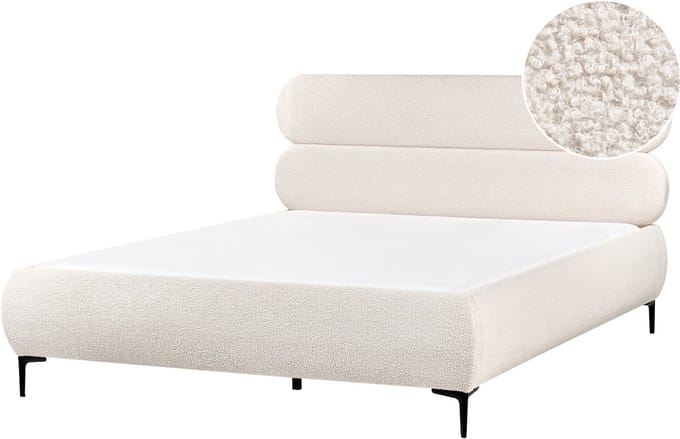 LESSAY - Tweepersoonsbed - Off-white - 160 x 200 cm - Bouclé