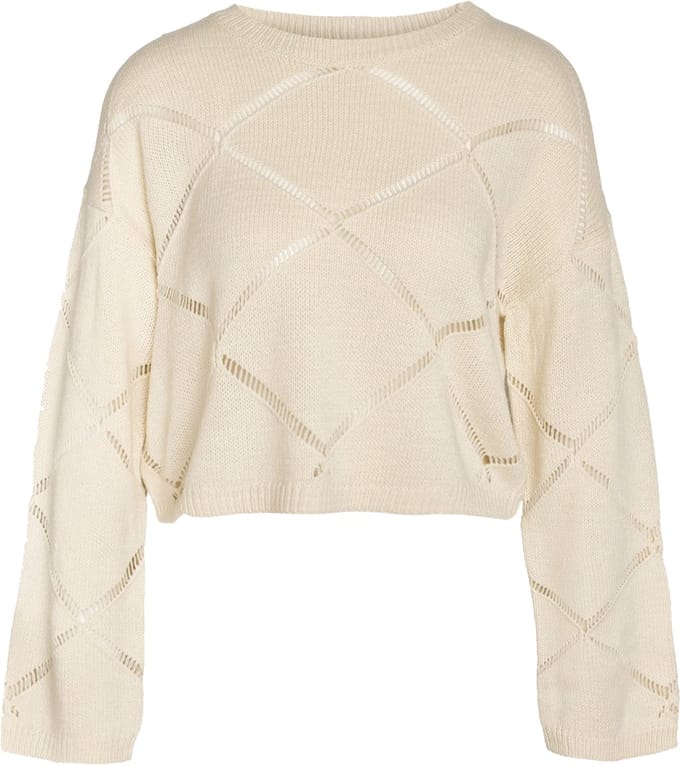 Noisy May NMJUNE L/S O-NECK CROP KNIT NOOS Sweatshirts gebroken wit S