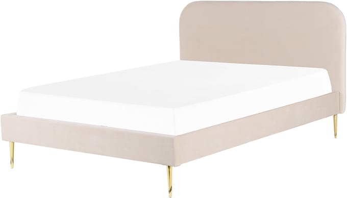 FLAYAT - Tweepersoonsbed - Lichtbeige - 180 x 200 cm - Fluweel