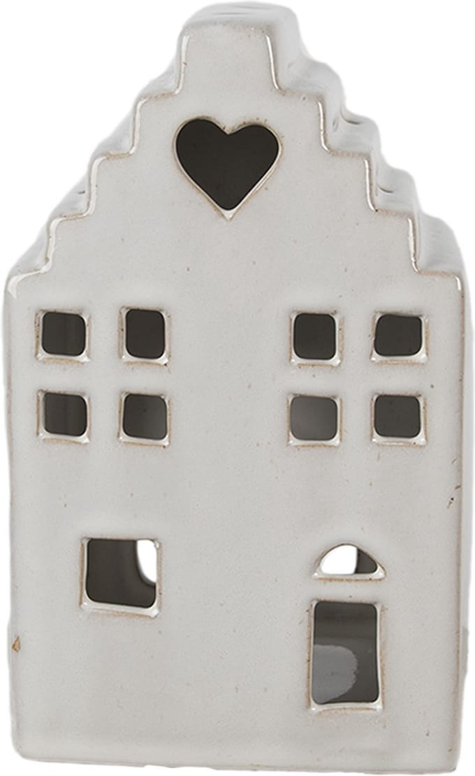Clayre & Eef Waxinelichthouder Huis 17 cm Beige Porselein