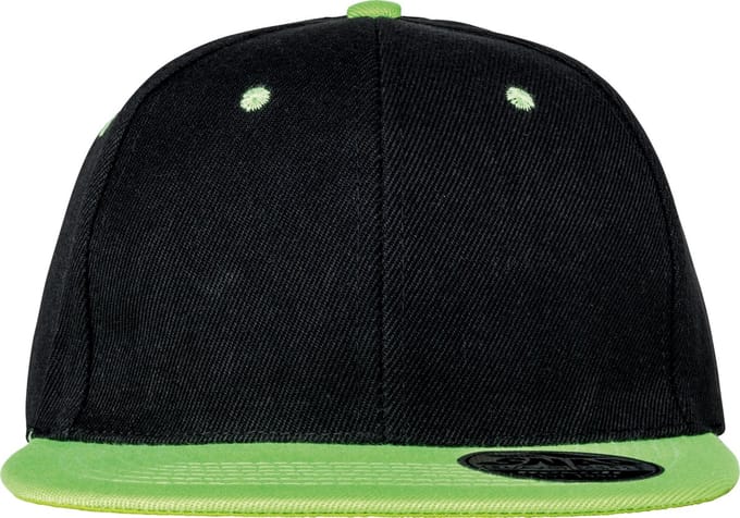 Result Bronx Original Flat Peak Snapback Dual Colour Cap RH82 - Black/Lime - One size