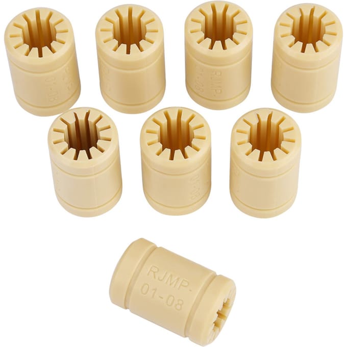 Ensemble de 8 pièces Roulement LM8UU en polymère solide pour imprimante 3D Axe de 8 mm beige