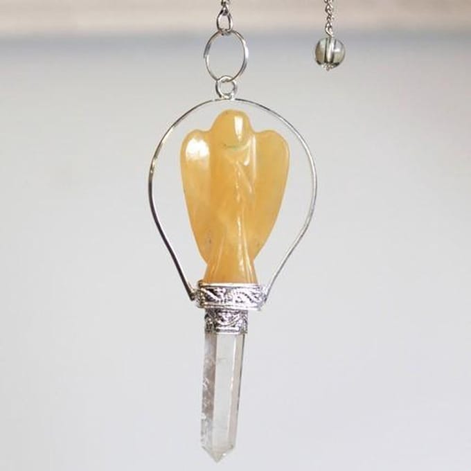 Engelenpendel met ring - Gele kwarts