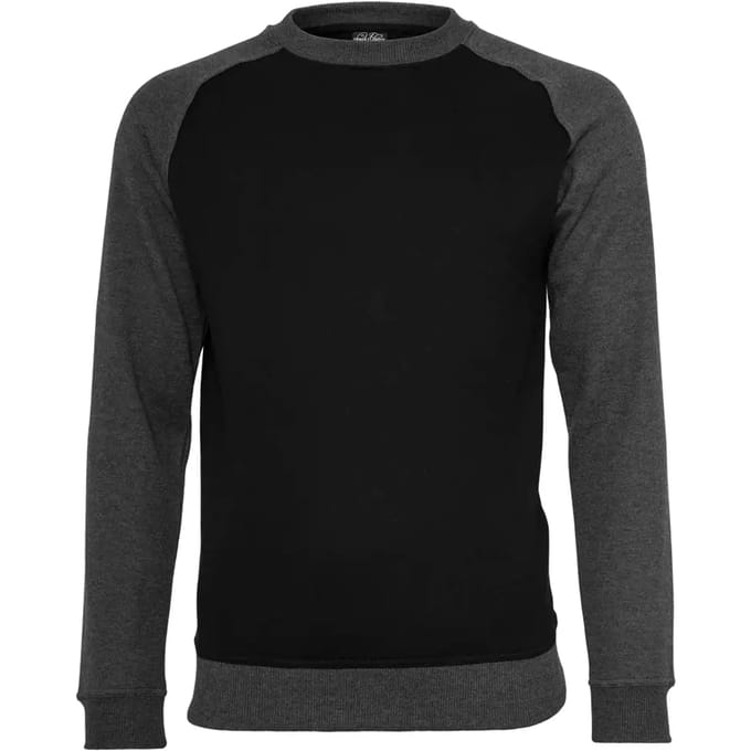 Urban Classics - 2tone Raglan Sweater/trui - M - Zwart/Grijs
