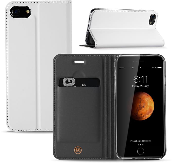 Book Case iPhone 7 | 8 | SE (2020) | SE (2022) Hoesje Wit met Standaardfunctie