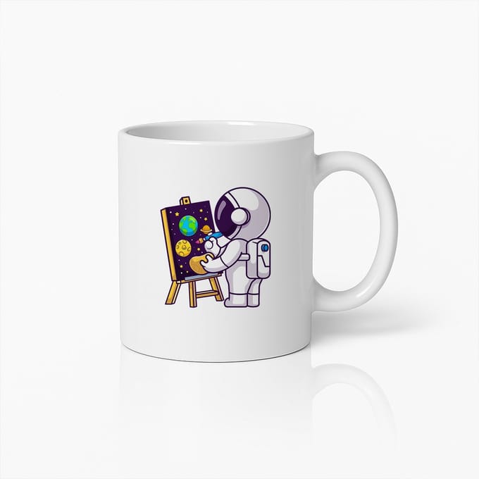 Astronaut Schilder Ruimtekunst Mok – Creatieve Buitenaardse Koffiebeker