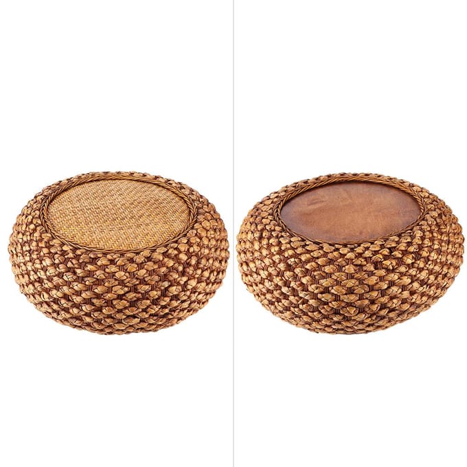 Huishoudelijk Japans Stijl Ronde Vloerkussens Kussen voor Woonkamer Balkon Tatami Koffiekleur beige