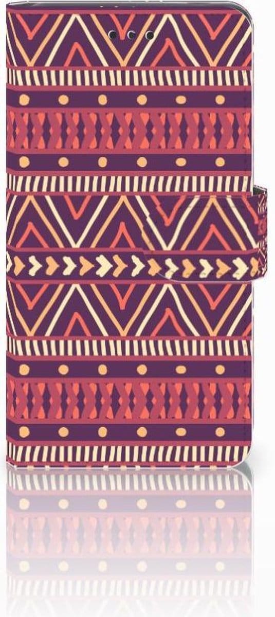 Book Case voor Nokia 7 Telefoon Hoesje Aztec Paars