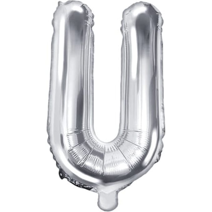 Partydeco - Folieballon Zilver Letter U (35 cm)