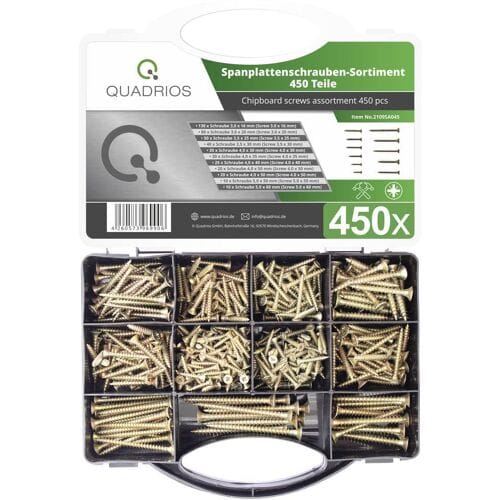 Quadrios 2109SA045 2109SA045 Spaanplaatschroeven assortiment 450 stuk(s)