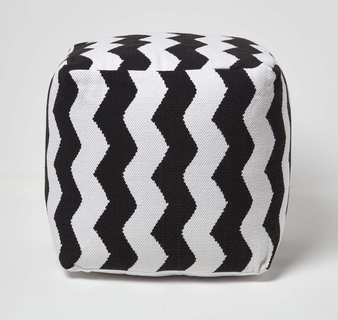 Homescapes Designer Kruk Poef Kubus Chevron - S