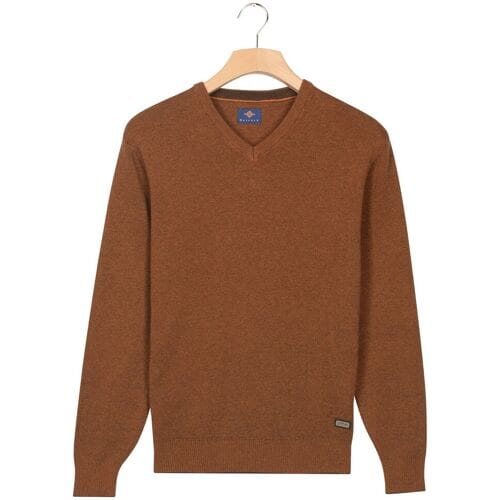 Baileys Trui V-Neck Cotton Allover Fine Texture Two-Tone Copper / male