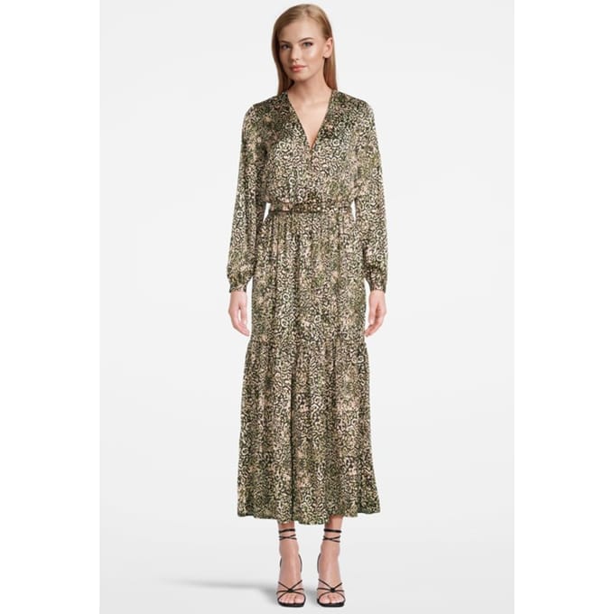 PINKO Accogliere 1 Abito Satin Stamp Multicolor Pink/green Maat: 38 | Maxi Jurken Outlet | Dames | Roze