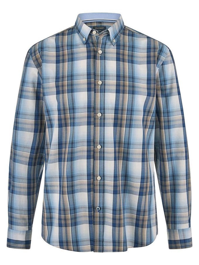 OLYMP Casual Overhemd, Regular Fit, Button-down, Marineblauw