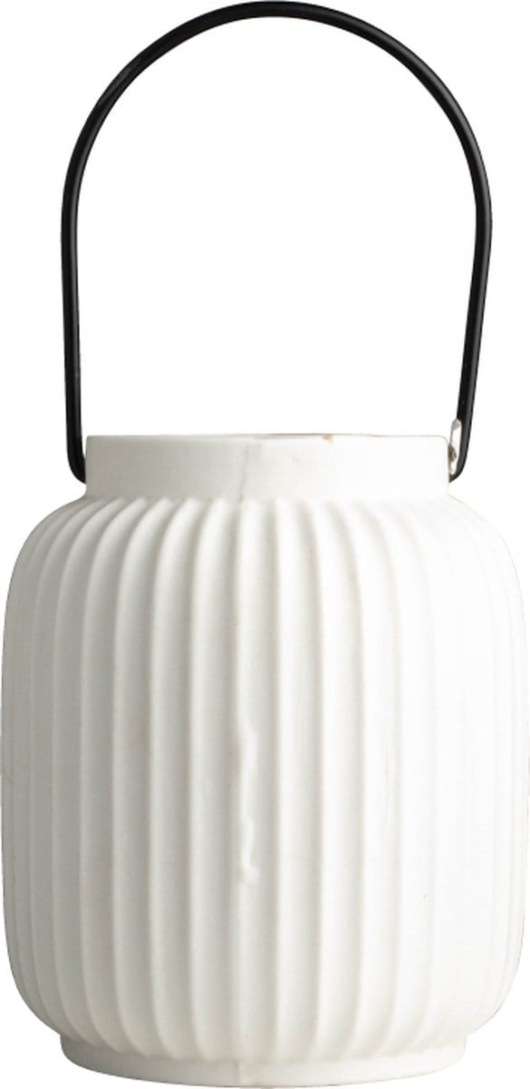 Gusta - LED lantaarn wit - Handig met aan/uit knop - Modern Design - Windlicht - ø12 x 15,5 cm