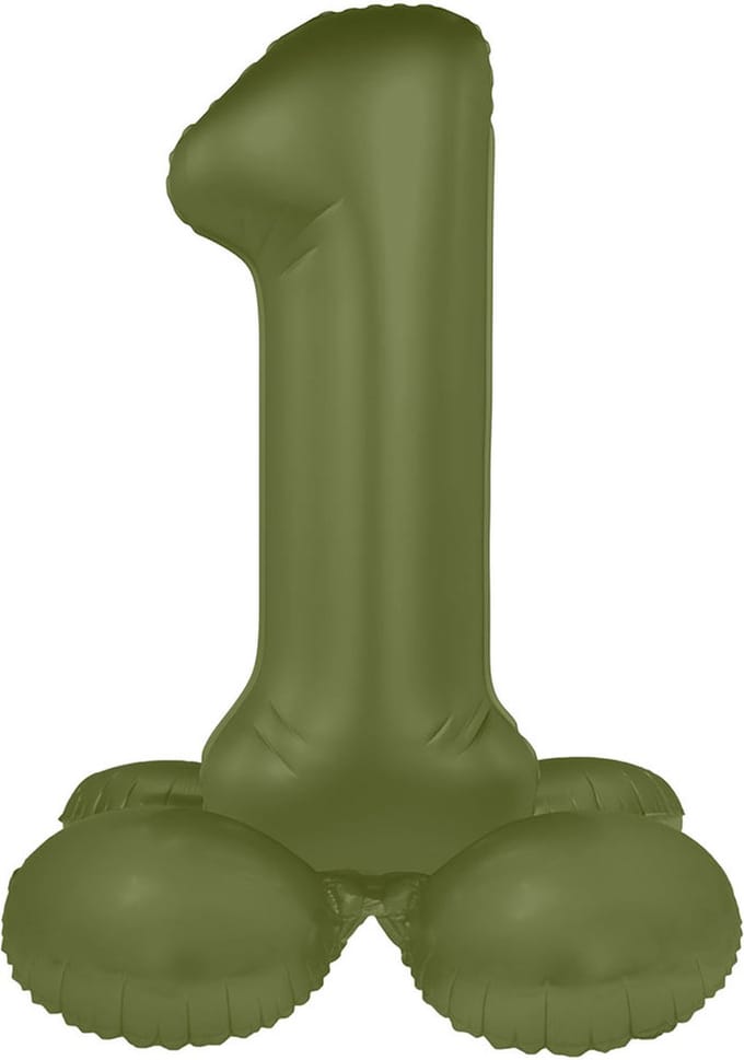 Staande Folieballon Cijfer 1 - Olive Green - Ultra Matt - 72 cm