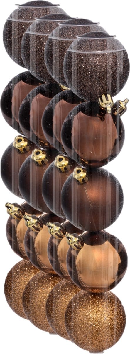 Atmosphera kerstballen - 20x stuks - brons - kunststof - 5 cm