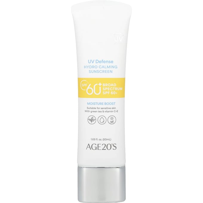 Age20'S, Défense UV, Crème solaire hydro-apaisante, Spf 60+, 50 ml(1,69 fl oz) yellow