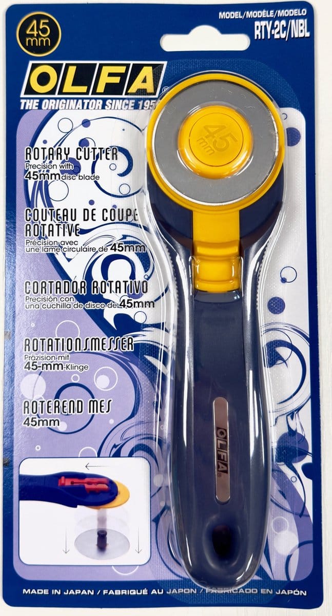 Olfa 45 Rolmes RTY-2C/NBL Navi Blauw met Veilig messen verwisselen.
