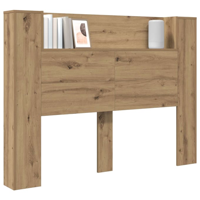 vidaXL - Hoofdeinde - Kast - met - LED - Artisan - Eik - Bewerkt - hout